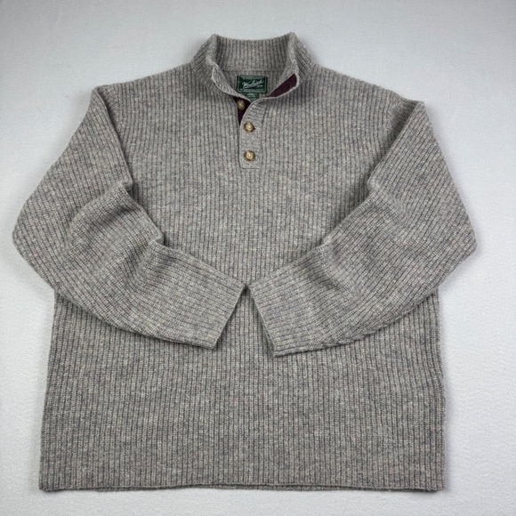 Woolrich Other - Woolrich Mens Gray 100% Wool Ribbed Knit Henley Sweater Mock Neck XXL 9020
